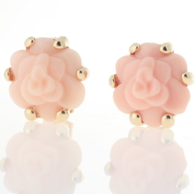 J023 Apricot pink-collar rose earring