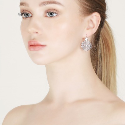 J053 circle earring circular knitting silver earring