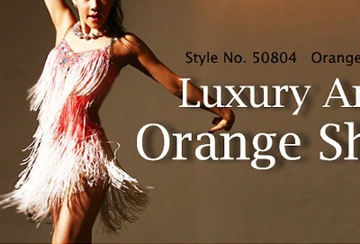 50804 Orange shower Latin competition dance wear rental dress